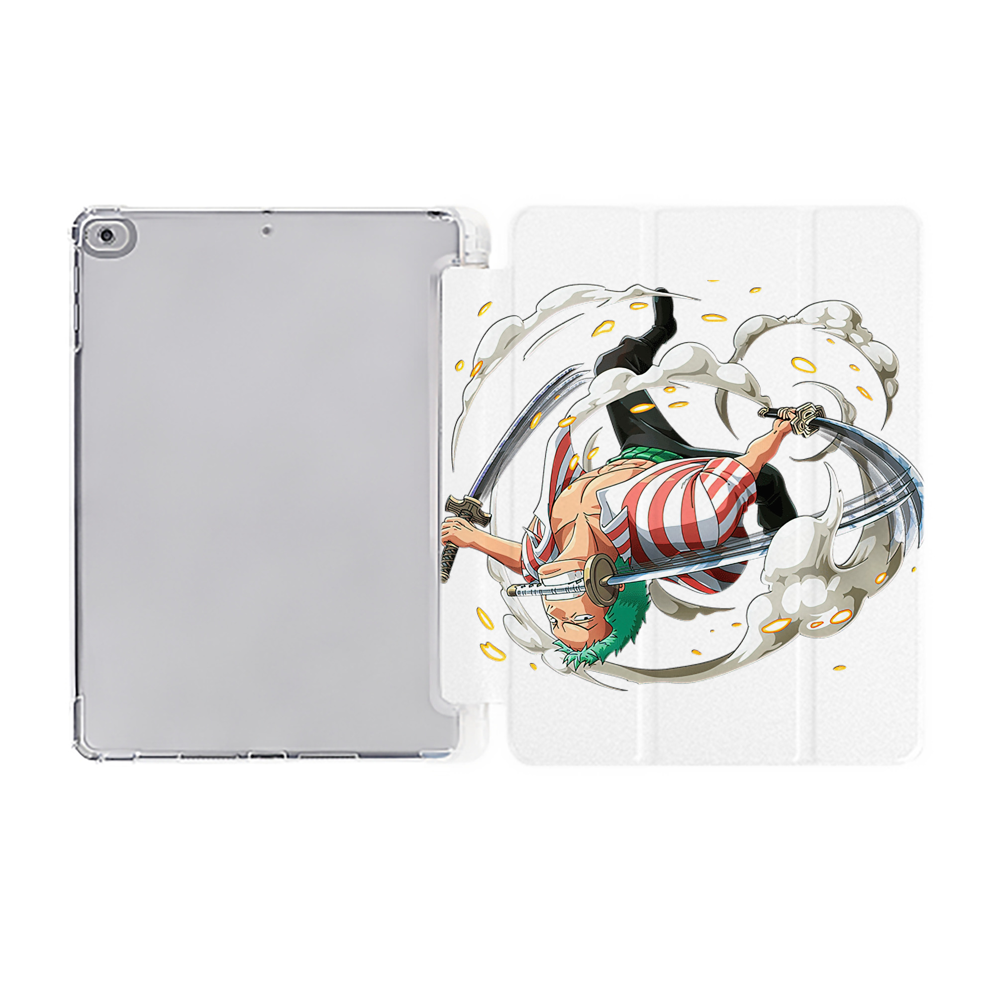 （画像用） ワンピース ロロノア・ゾロ ONE PIECE Roronoa Zoro IPad ケース ペン収納付き 三つ折りスタンド PUレザー×シリコン 対応機種9.5/10.5/10.9インチ